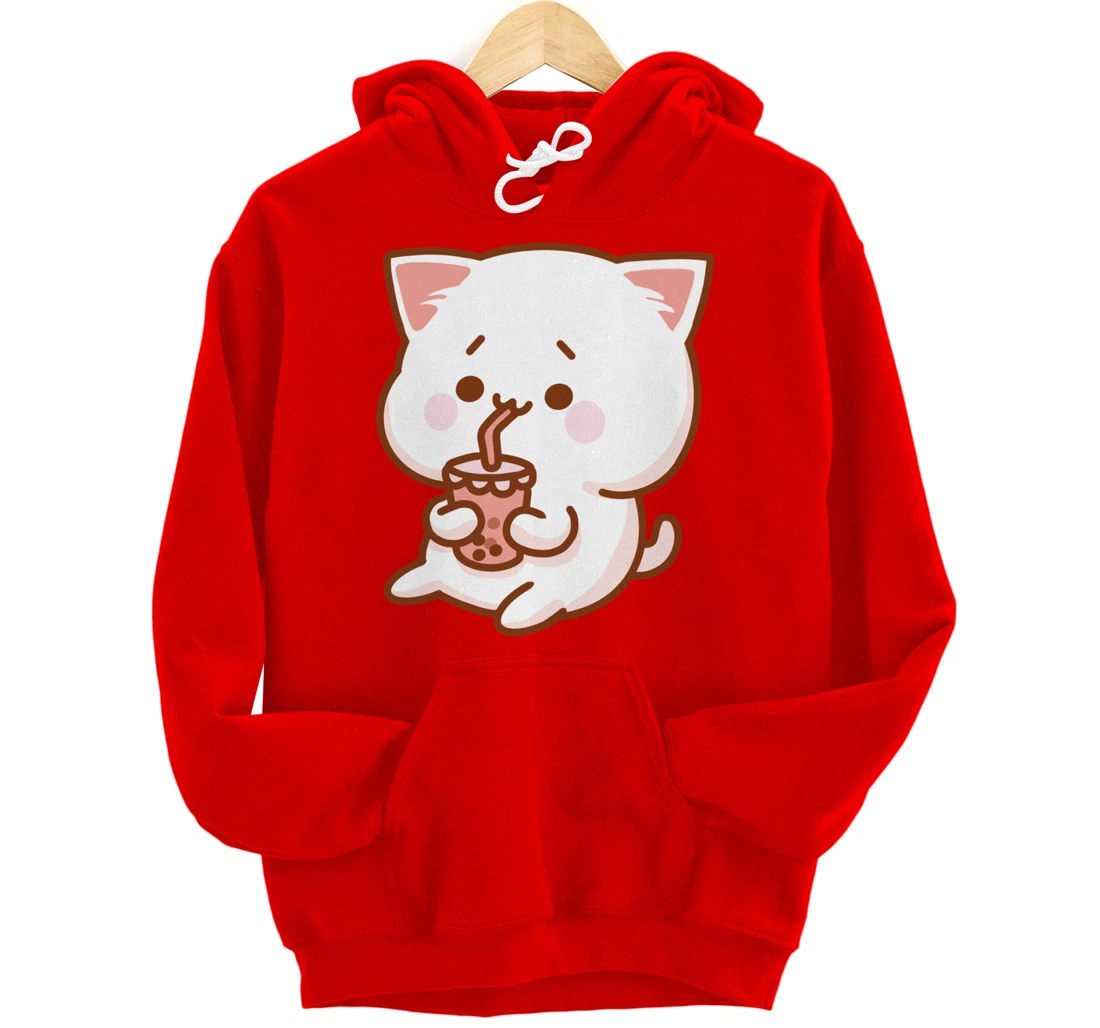Kawaii Funny Japan Cat Boba Tea Japanese Anime Cat Pullover Hoodie