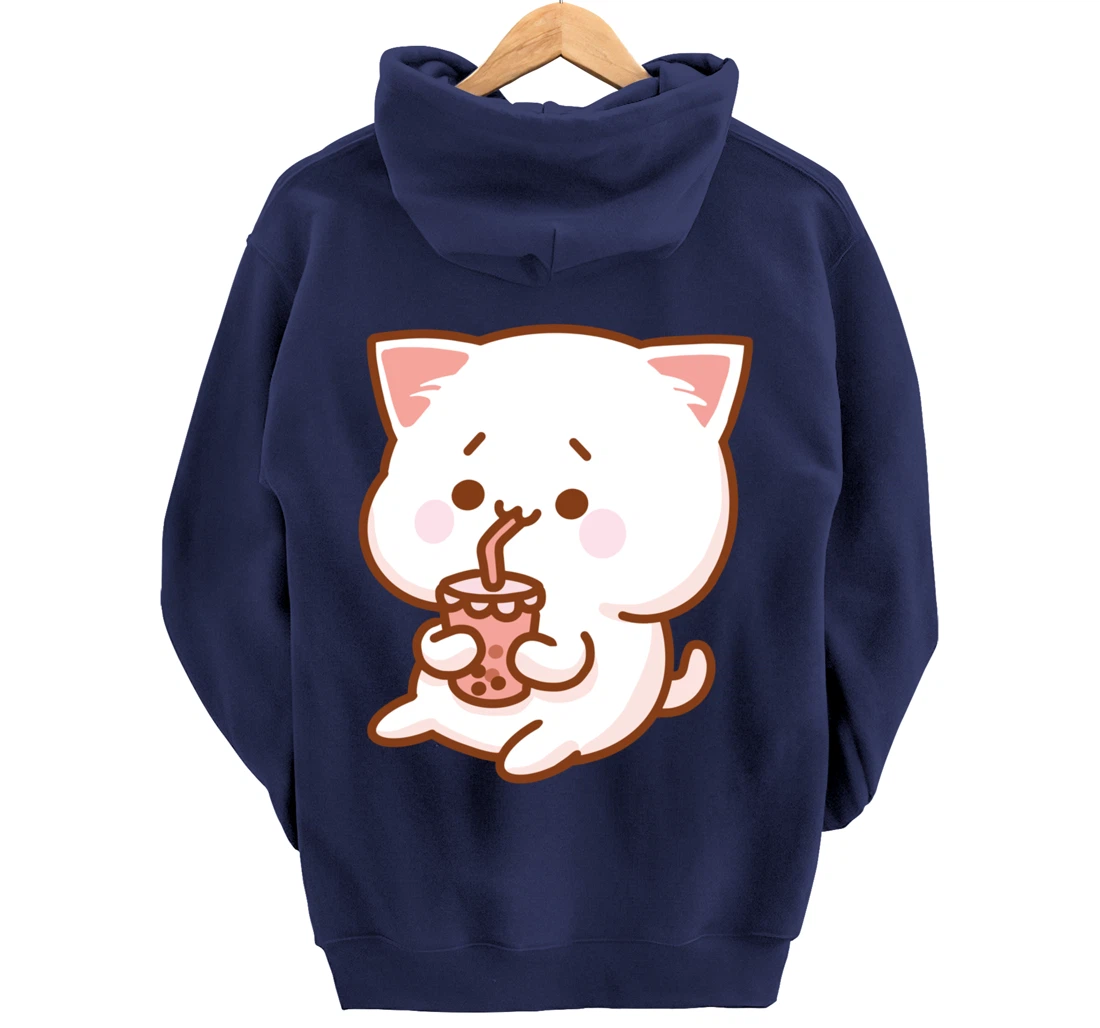 Kawaii Funny Japan Cat Boba Tea Japanese Anime Cat Pullover Hoodie