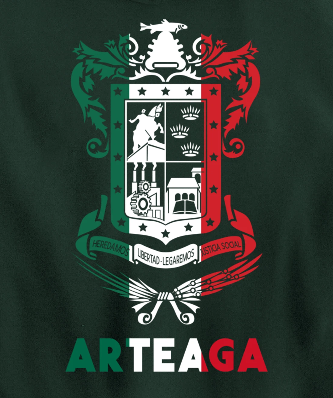 Arteaga Michoacan Mexico Escudo Y Lema Arte Emblem Merch Pullover Hoodie