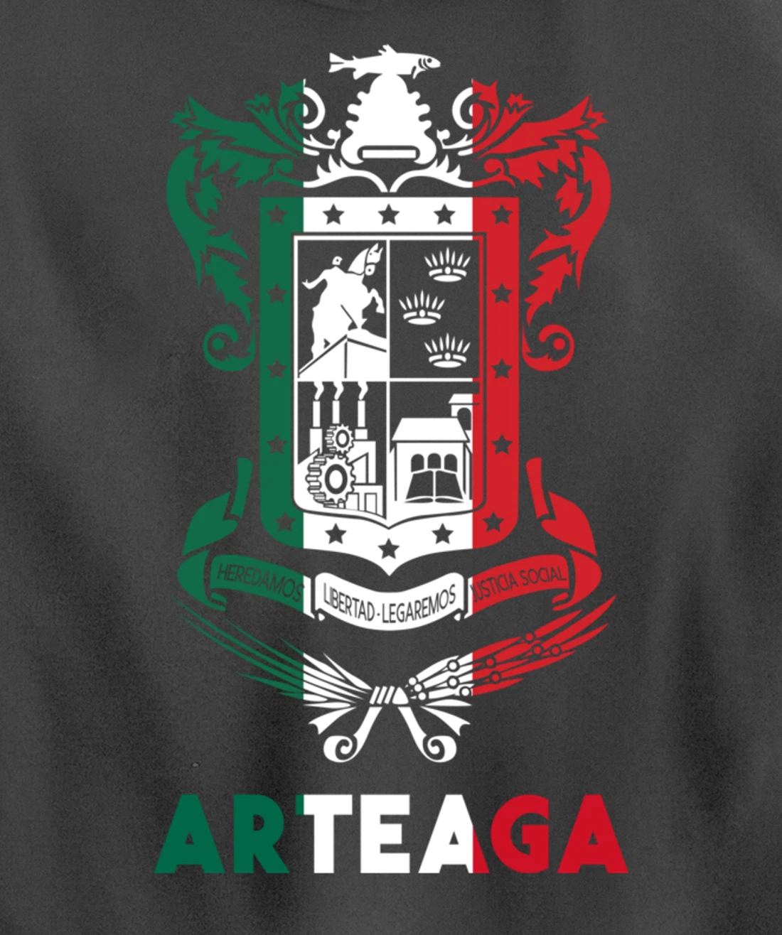 Arteaga Michoacan Mexico Escudo Y Lema Arte Emblem Merch Pullover Hoodie