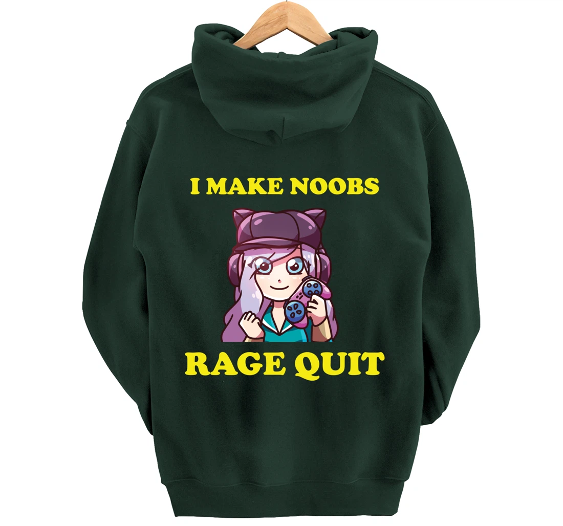 I Make Noobs Rage Quit Funny Boys Anime Girl Gamer Pullover Hoodie