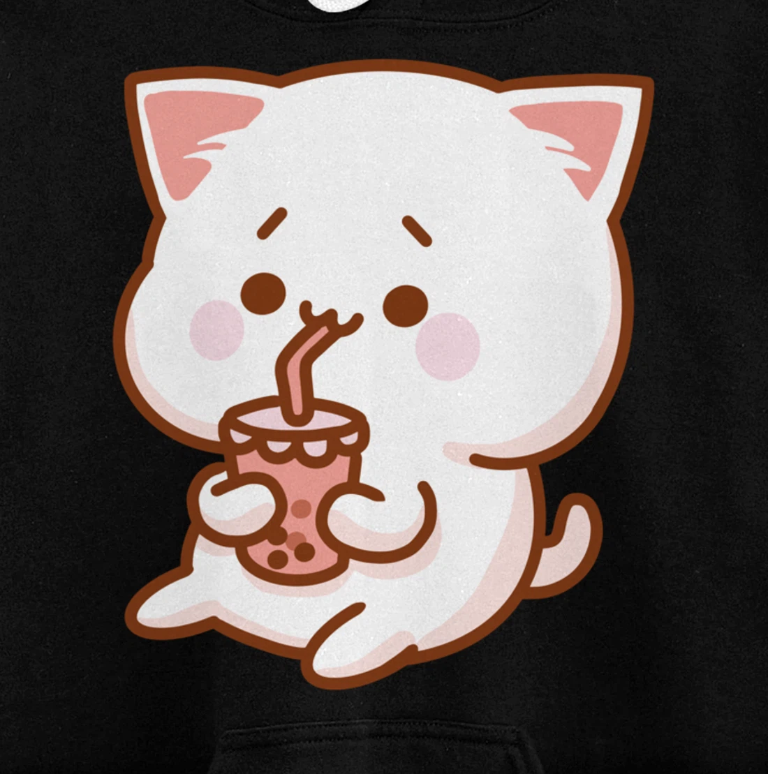 Kawaii Funny Japan Cat Boba Tea Japanese Anime Cat Pullover Hoodie
