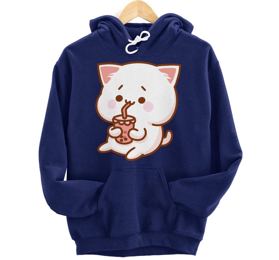 Kawaii Funny Japan Cat Boba Tea Japanese Anime Cat Pullover Hoodie