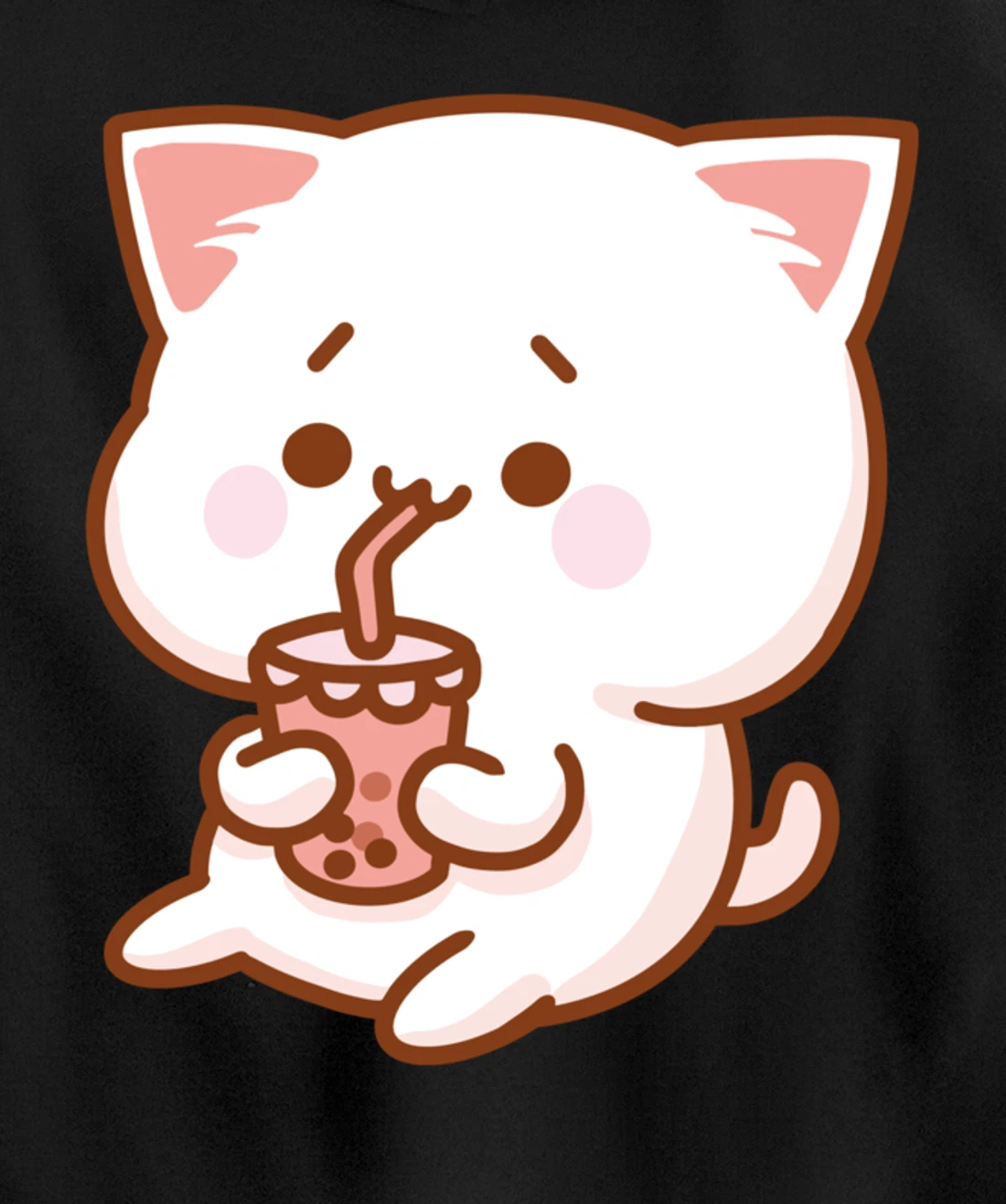 Kawaii Funny Japan Cat Boba Tea Japanese Anime Cat Pullover Hoodie