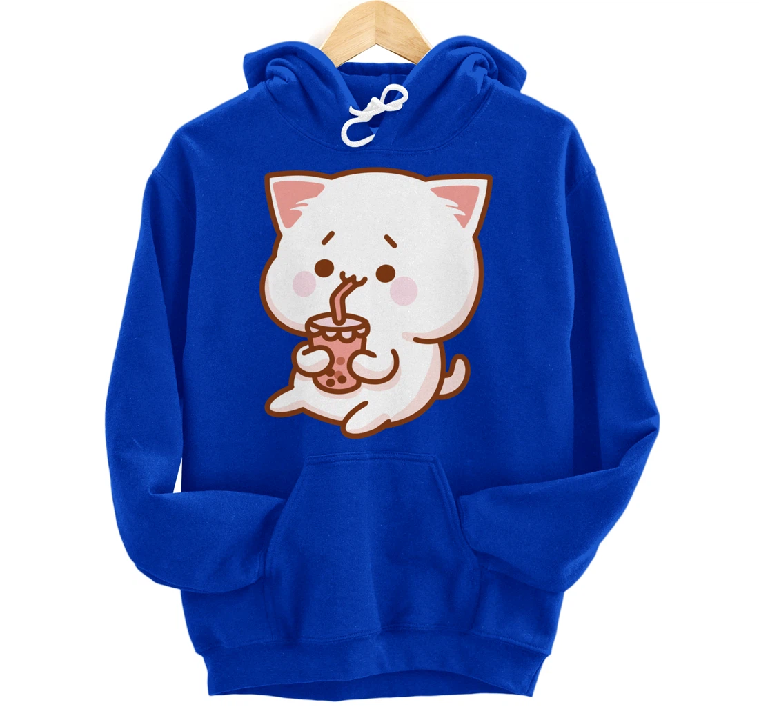 Kawaii Funny Japan Cat Boba Tea Japanese Anime Cat Pullover Hoodie