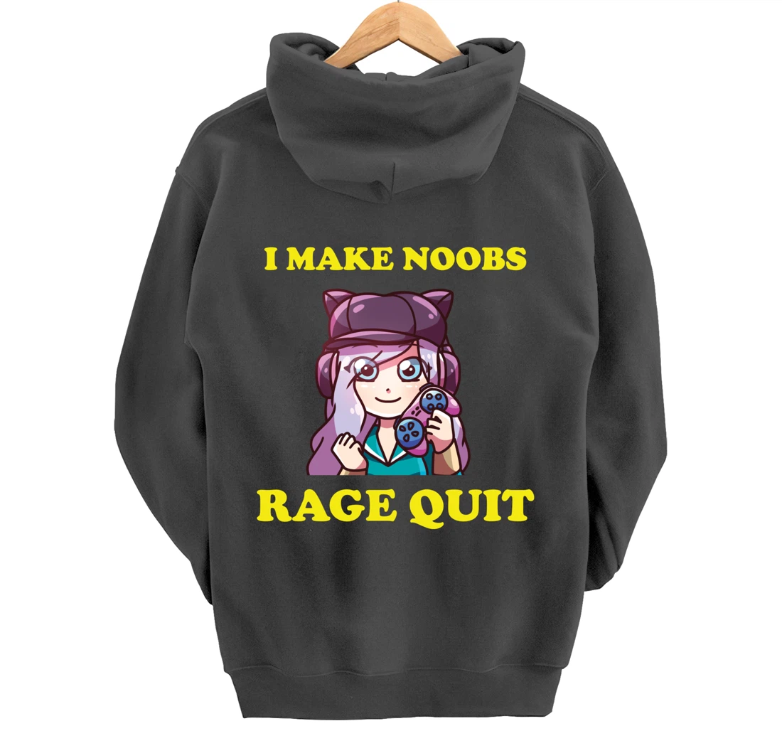 I Make Noobs Rage Quit Funny Boys Anime Girl Gamer Pullover Hoodie