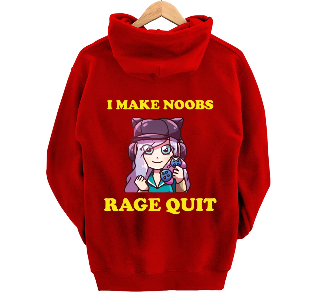 I Make Noobs Rage Quit Funny Boys Anime Girl Gamer Pullover Hoodie