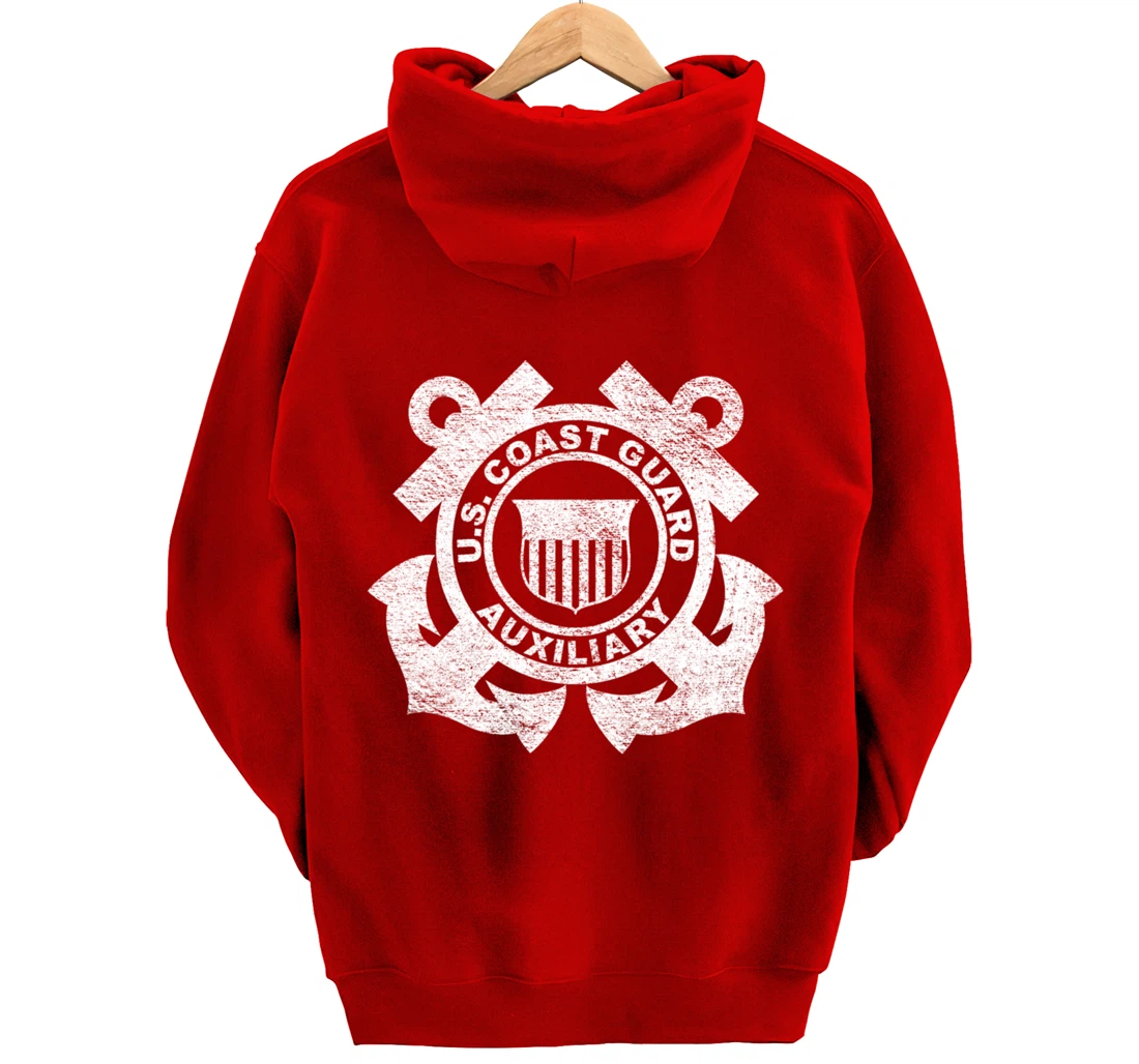 UNITED STATES COAST GUARD AUXILIARY USCG USCGA FLAG Pullover Hoodie