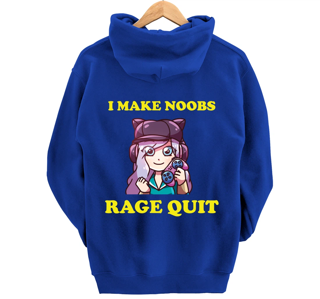 I Make Noobs Rage Quit Funny Boys Anime Girl Gamer Pullover Hoodie