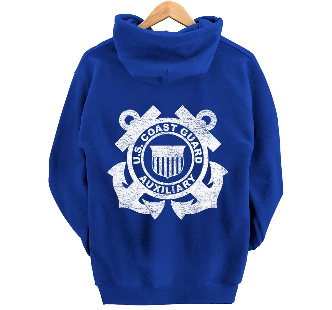 UNITED STATES COAST GUARD AUXILIARY USCG USCGA FLAG Pullover Hoodie