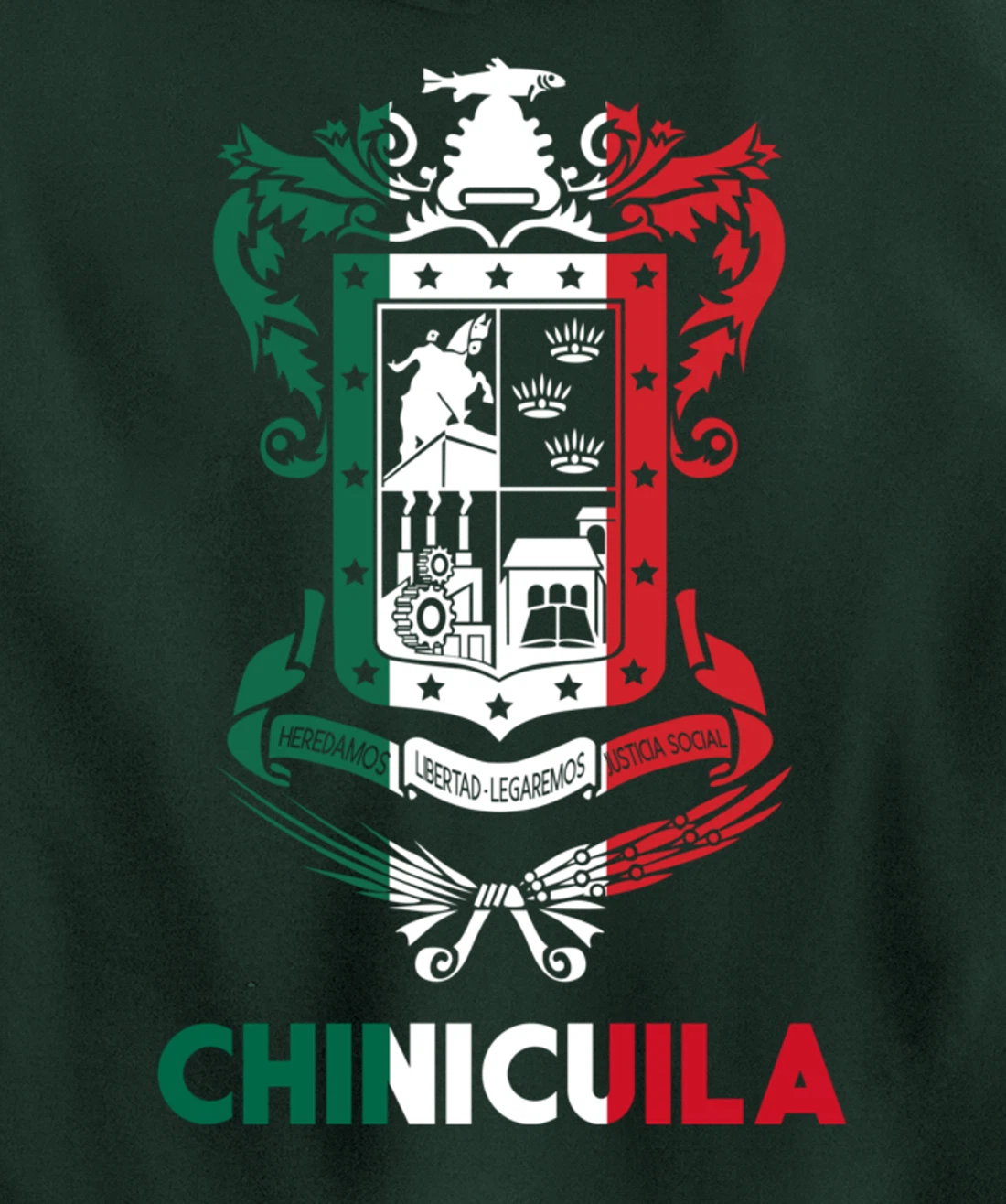 Chinicuila Michoacan Mexico Escudo Y Lema Arte Emblem Merch Pullover Hoodie
