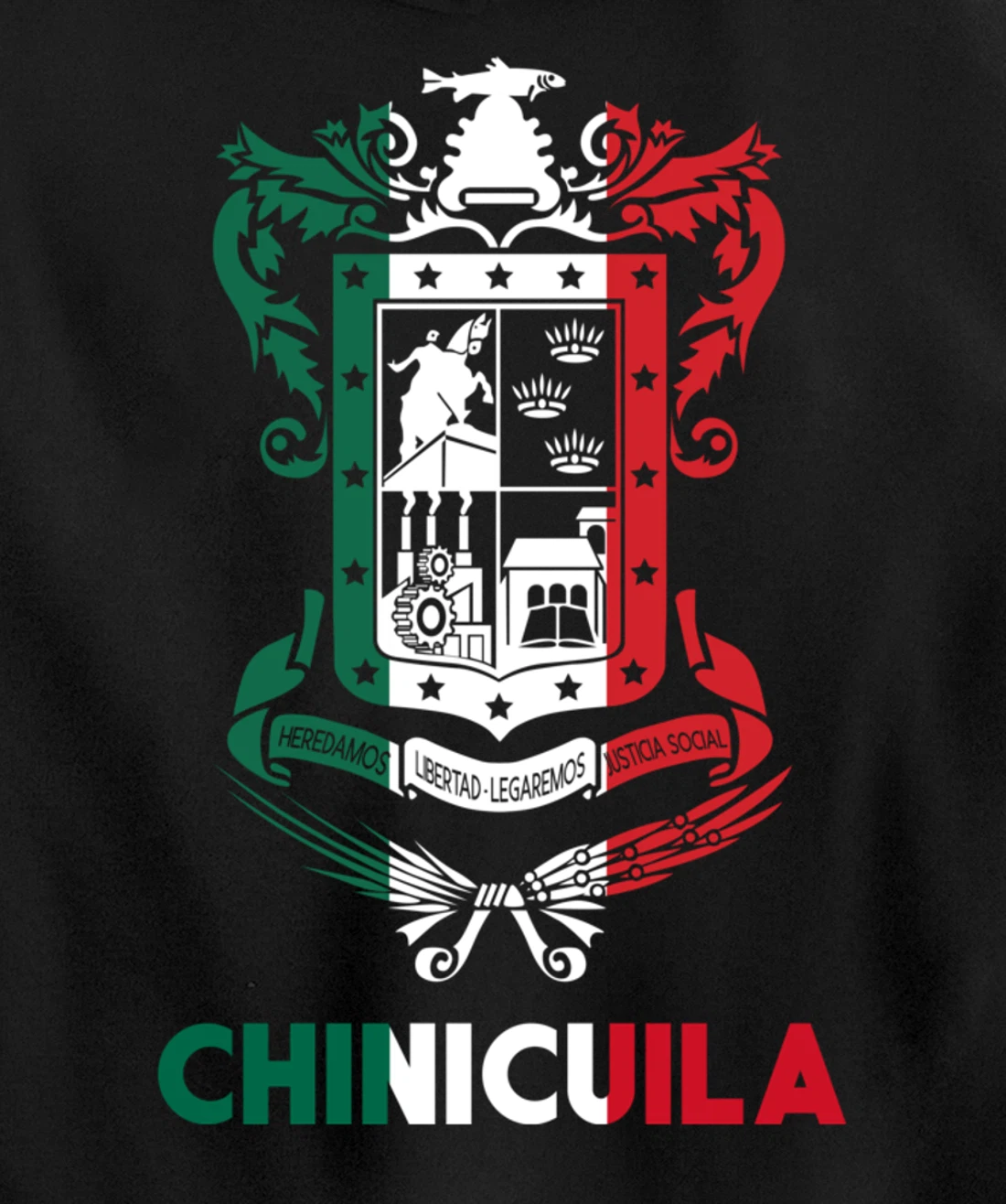 Chinicuila Michoacan Mexico Escudo Y Lema Arte Emblem Merch Pullover Hoodie