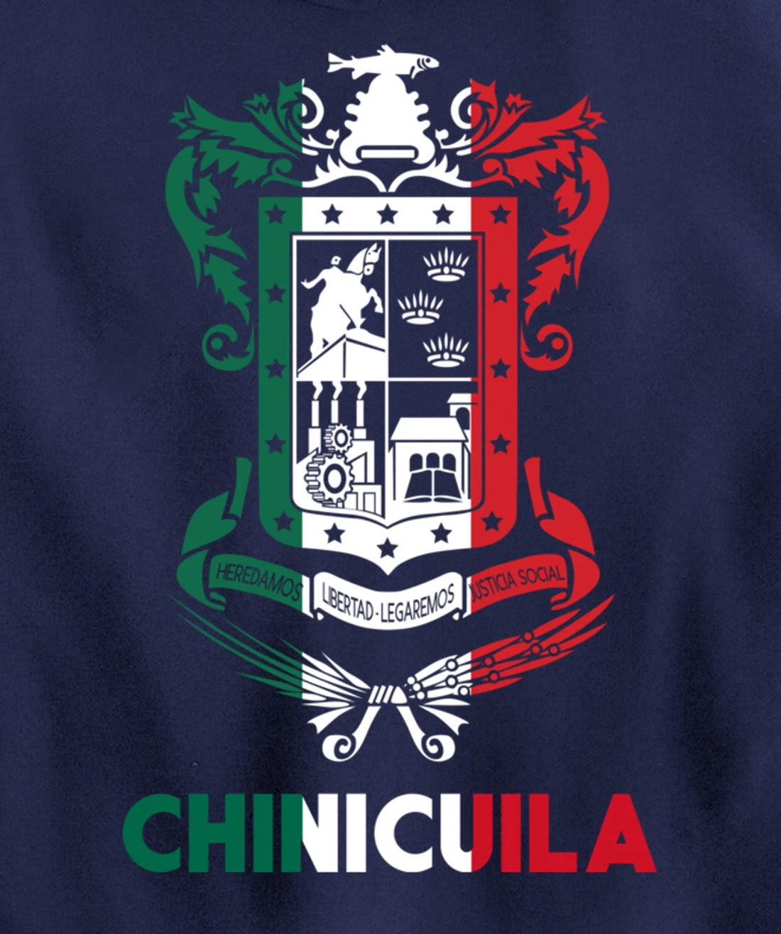 Chinicuila Michoacan Mexico Escudo Y Lema Arte Emblem Merch Pullover Hoodie