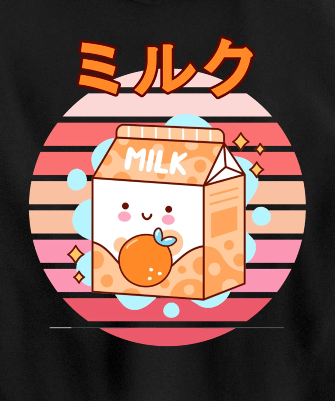 Cute Retro 90s Japanese Kawaii Orange Milk Shake Carton Pullover Hoodie