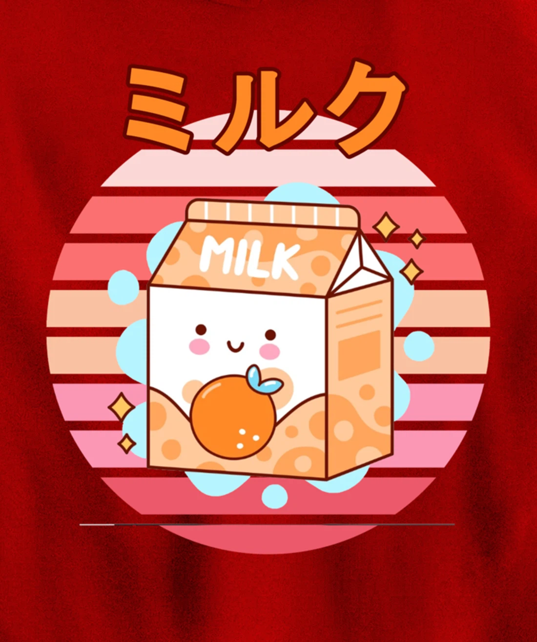 Cute Retro 90s Japanese Kawaii Orange Milk Shake Carton Pullover Hoodie