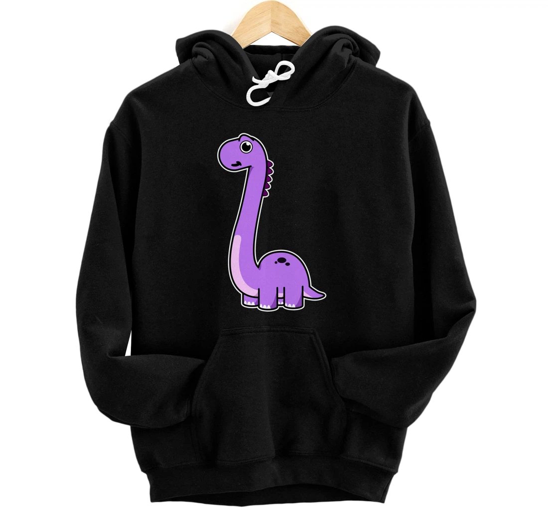 Cute Brontosaurus Dinosaur Tee - Purple Dino Pullover Hoodie