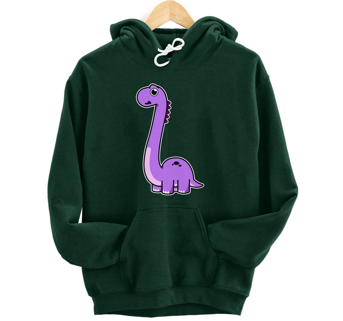 Cute Brontosaurus Dinosaur Tee - Purple Dino Pullover Hoodie