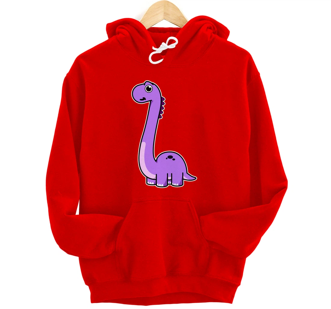 Cute Brontosaurus Dinosaur Tee - Purple Dino Pullover Hoodie