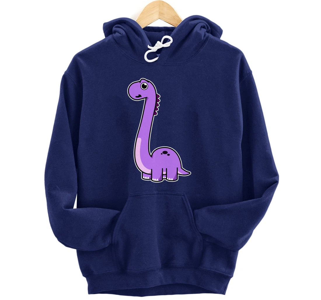 Cute Brontosaurus Dinosaur Tee - Purple Dino Pullover Hoodie