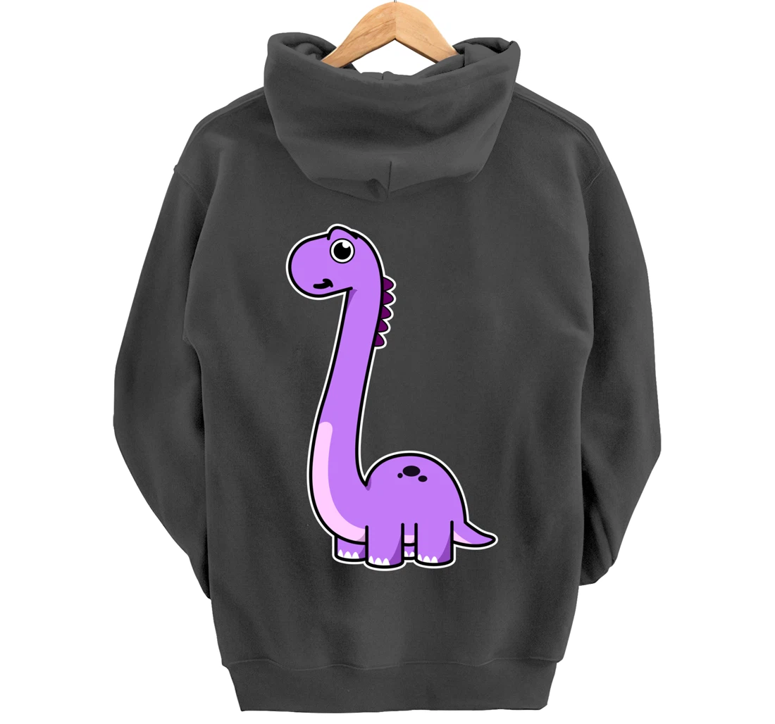 Cute Brontosaurus Dinosaur Tee - Purple Dino Pullover Hoodie