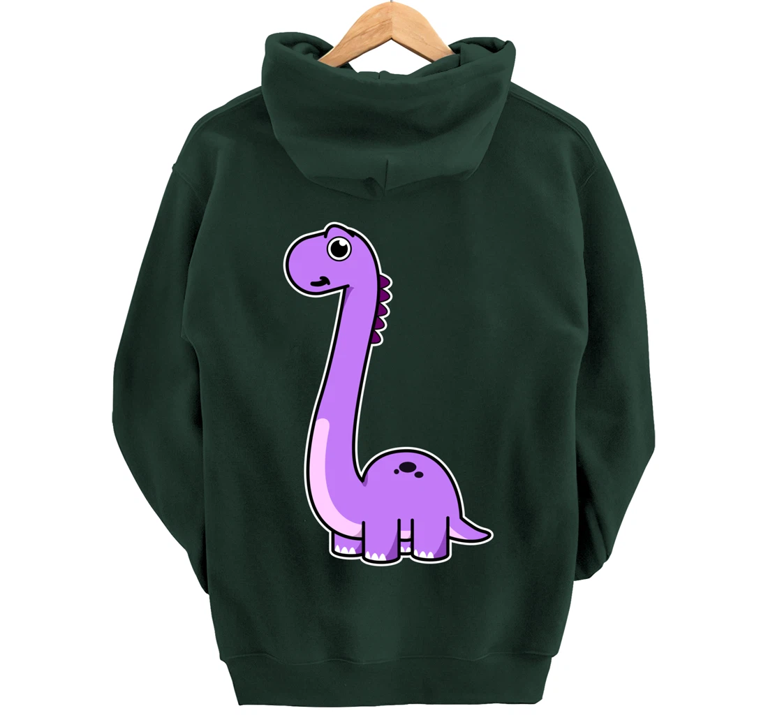 Cute Brontosaurus Dinosaur Tee - Purple Dino Pullover Hoodie