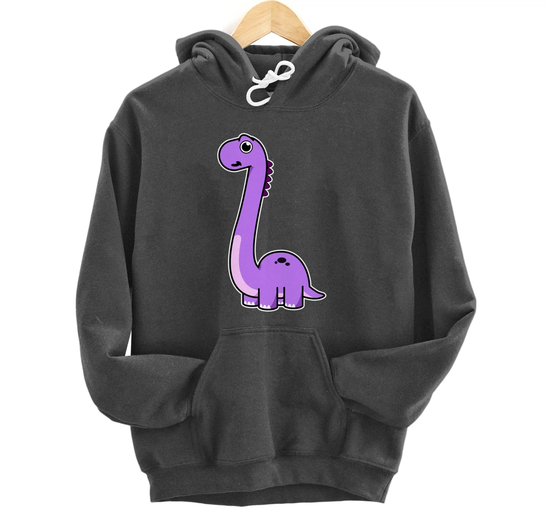 Cute Brontosaurus Dinosaur Tee - Purple Dino Pullover Hoodie
