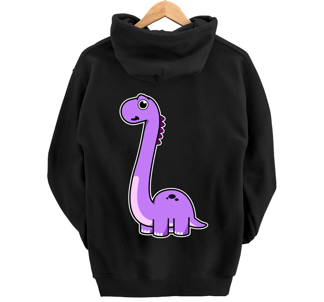 Cute Brontosaurus Dinosaur Tee - Purple Dino Pullover Hoodie