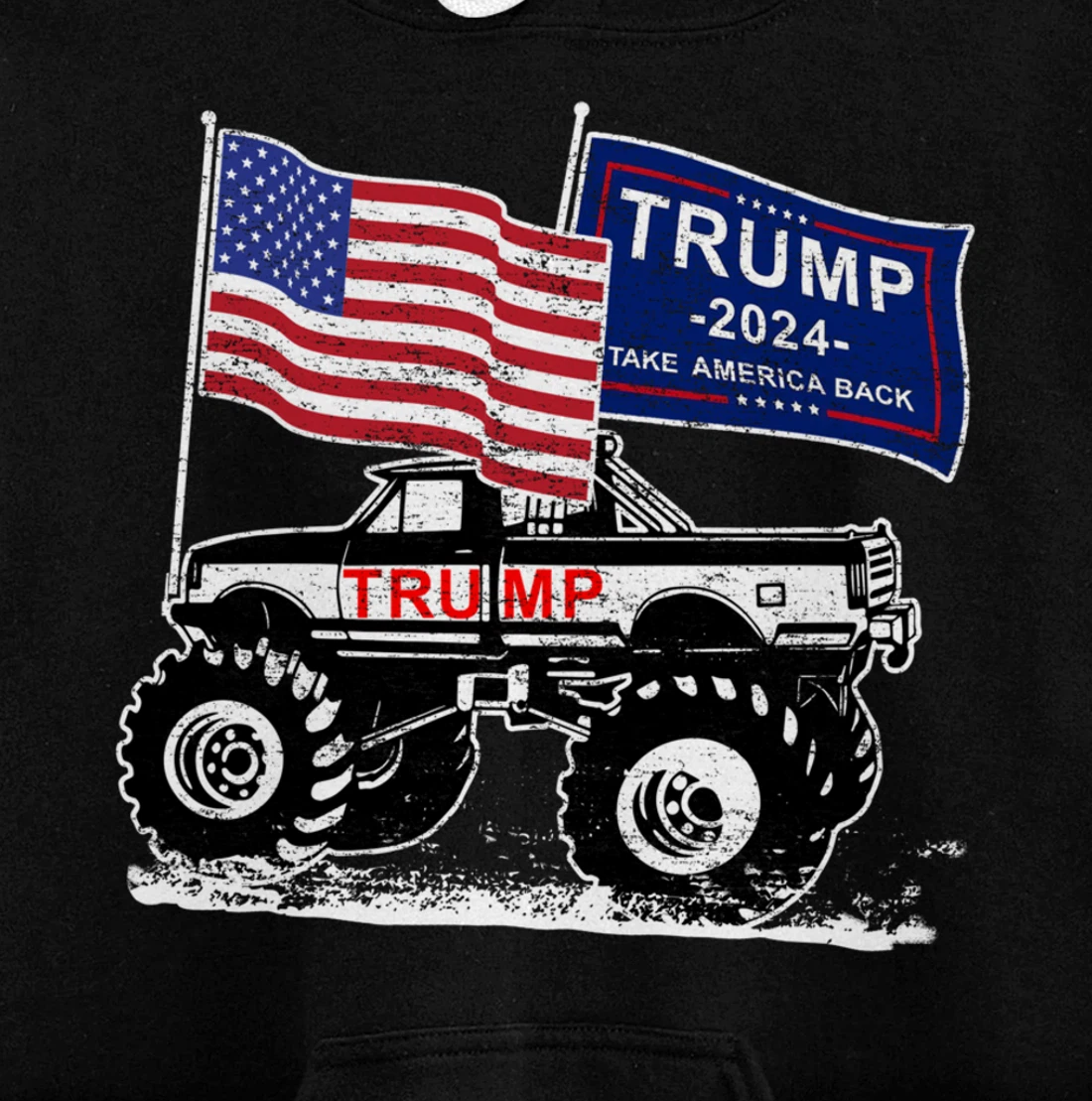 Trump Monster Truck Rally, Trump Flag, Trump 2024 Pullover Hoodie
