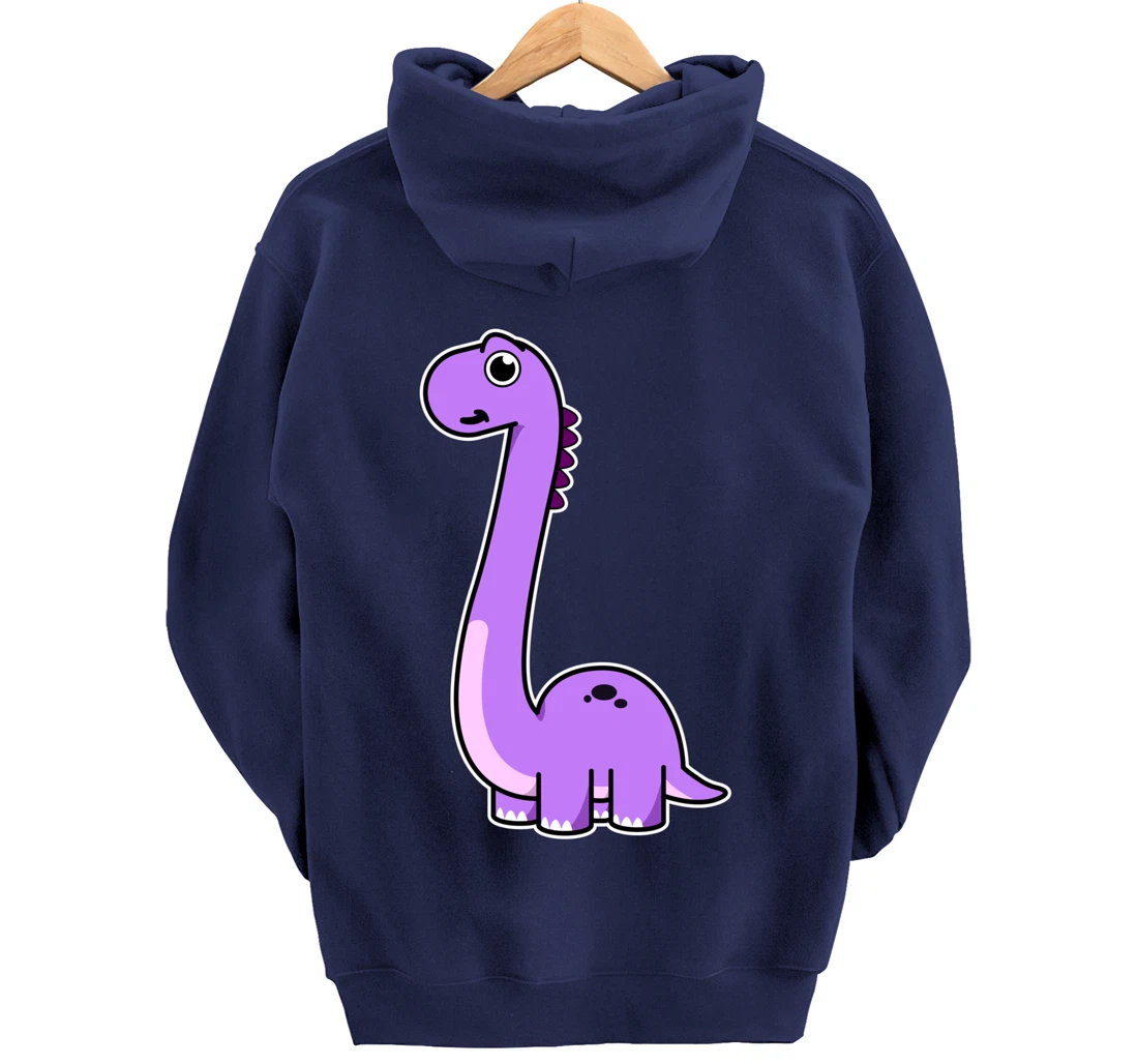 Cute Brontosaurus Dinosaur Tee - Purple Dino Pullover Hoodie