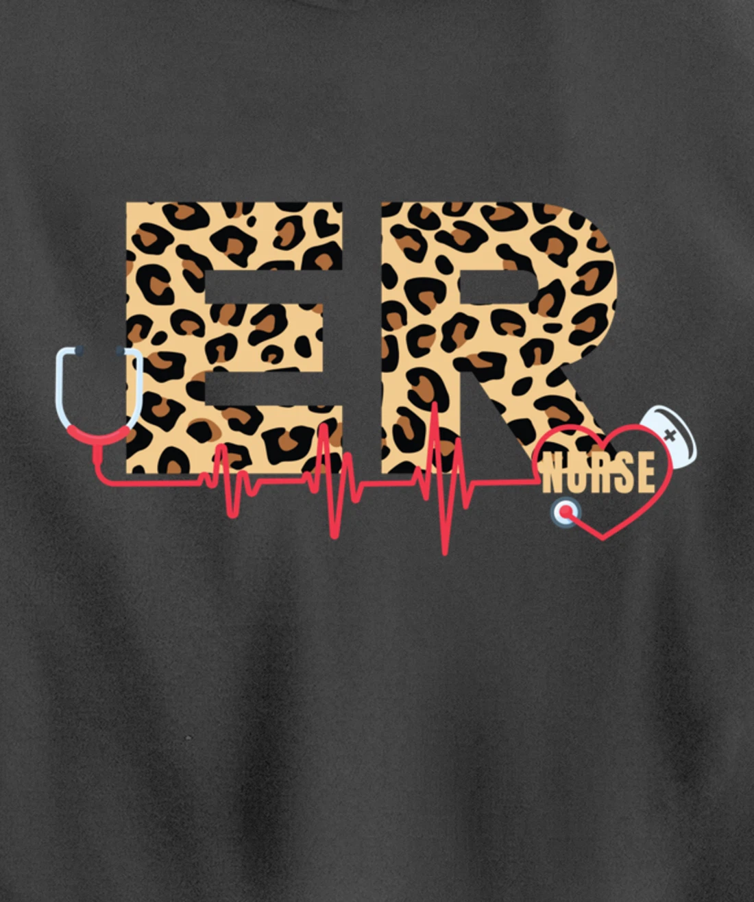 Funny Nursing Lover Leopard Graphic Women and Girls ER Nurse Pullover Hoodie