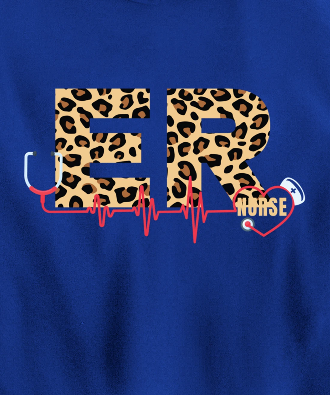 Funny Nursing Lover Leopard Graphic Women and Girls ER Nurse Pullover Hoodie
