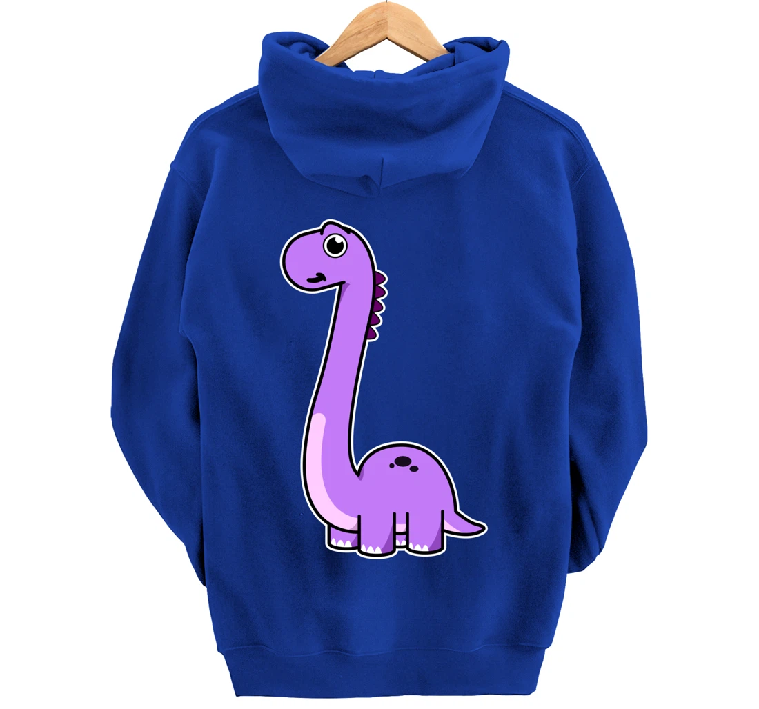 Cute Brontosaurus Dinosaur Tee - Purple Dino Pullover Hoodie