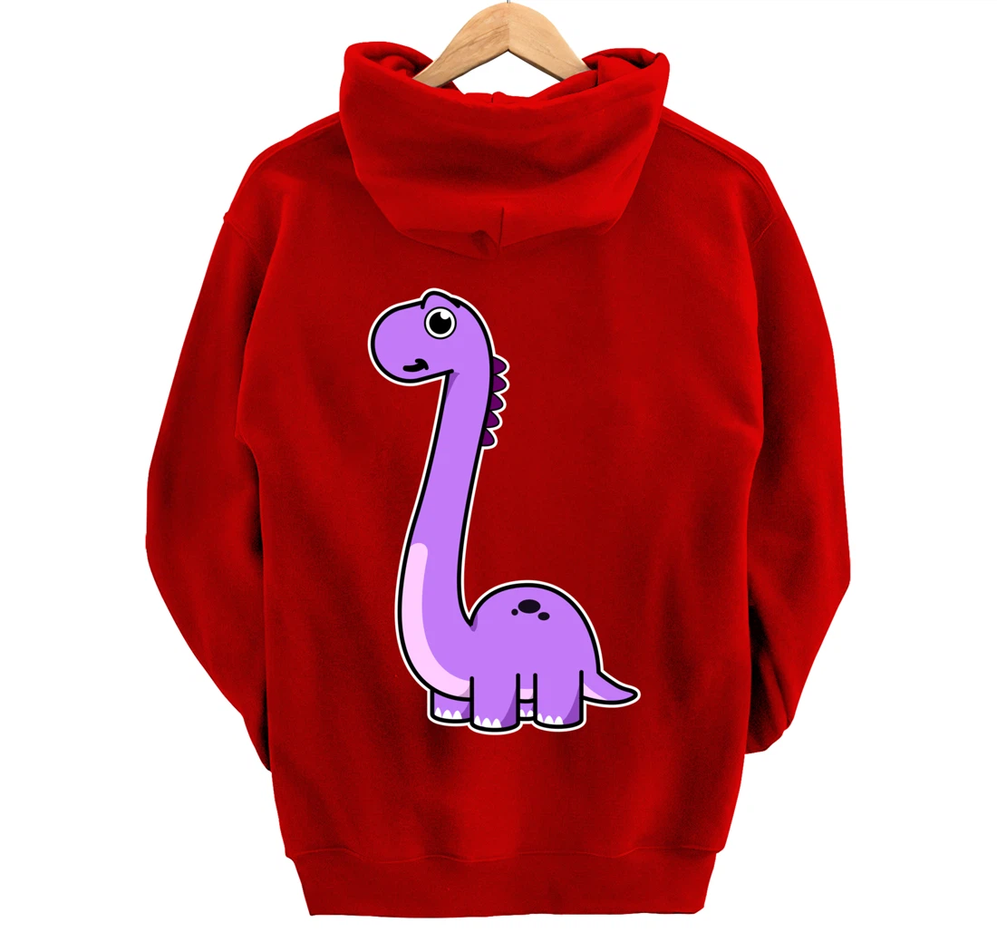 Cute Brontosaurus Dinosaur Tee - Purple Dino Pullover Hoodie