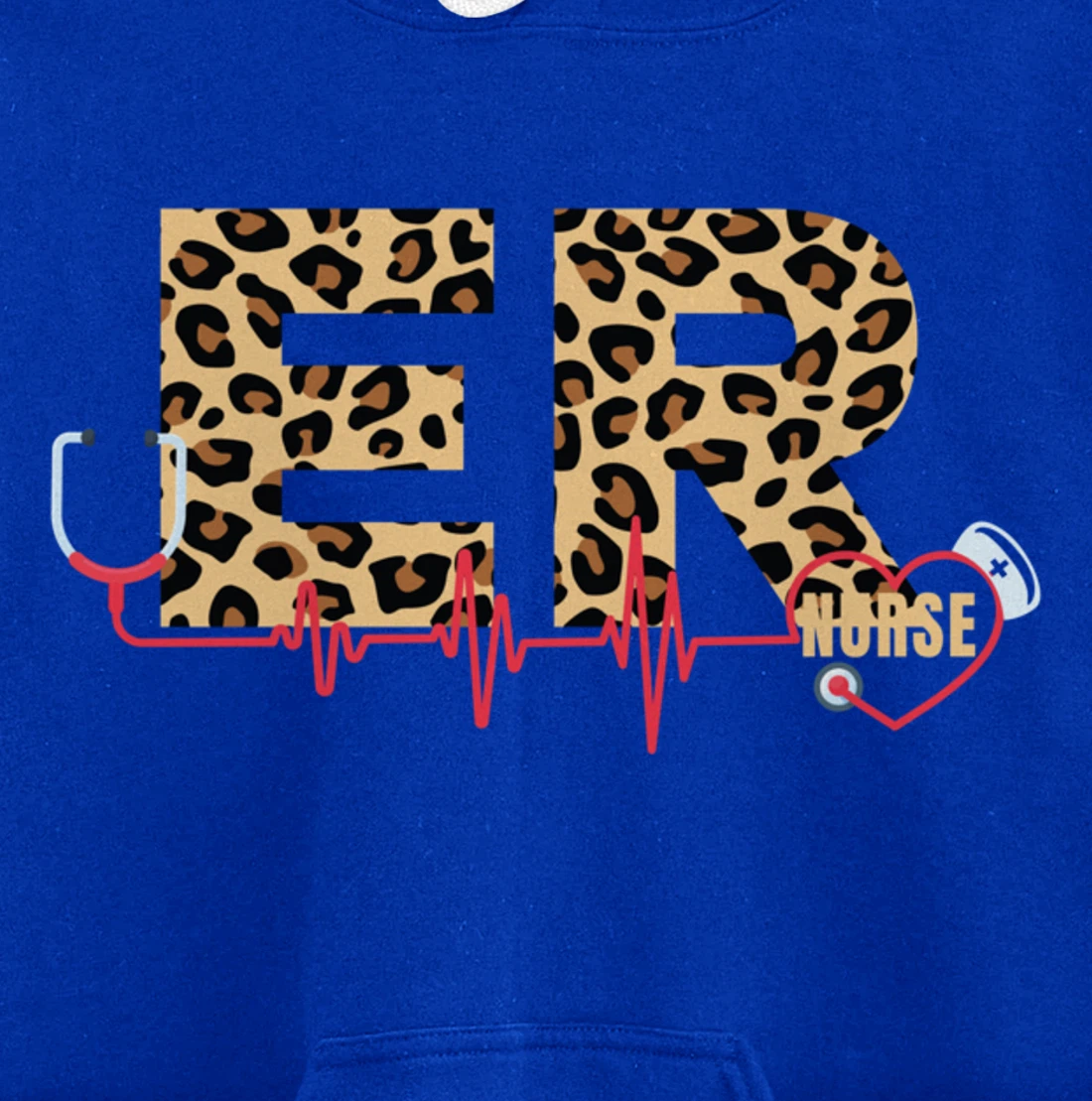 Funny Nursing Lover Leopard Graphic Women and Girls ER Nurse Pullover Hoodie