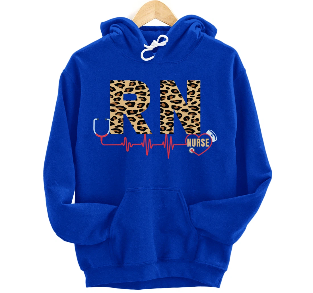Funny Leopard Nursing Lover Graphic for Women Girls RN Nurse Pullover Hoodie