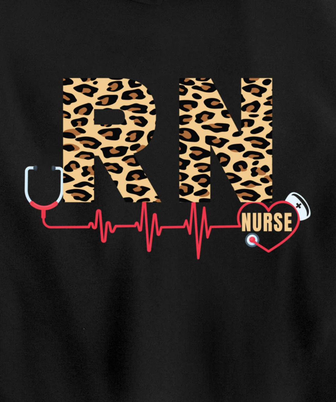 Funny Leopard Nursing Lover Graphic for Women Girls RN Nurse Pullover Hoodie