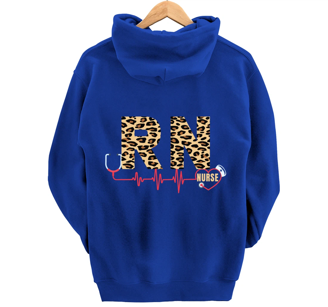 Funny Leopard Nursing Lover Graphic for Women Girls RN Nurse Pullover Hoodie