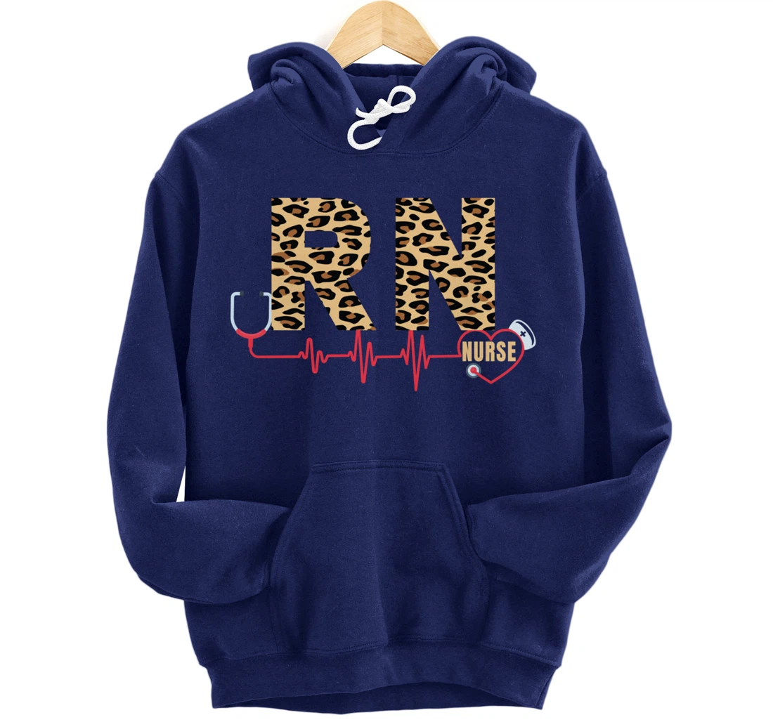 Funny Leopard Nursing Lover Graphic for Women Girls RN Nurse Pullover Hoodie