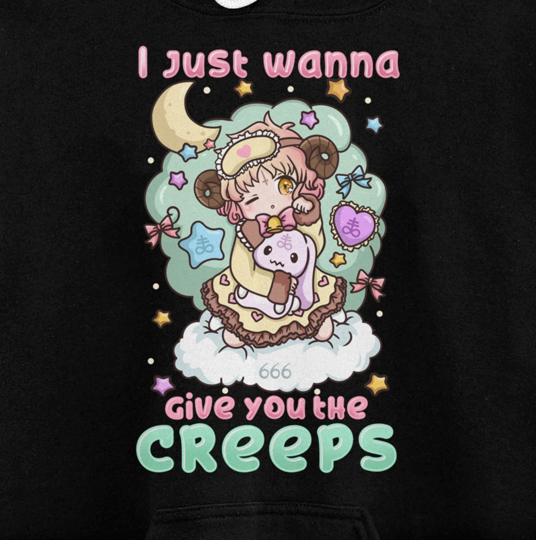 I Just Wanna Give You The Creeps I Pastel Goth Witchcraft Pullover Hoodie