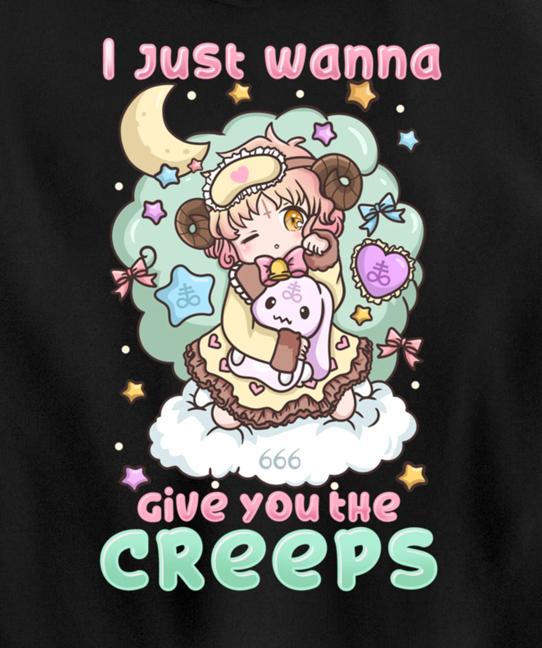 I Just Wanna Give You The Creeps I Pastel Goth Witchcraft Pullover Hoodie