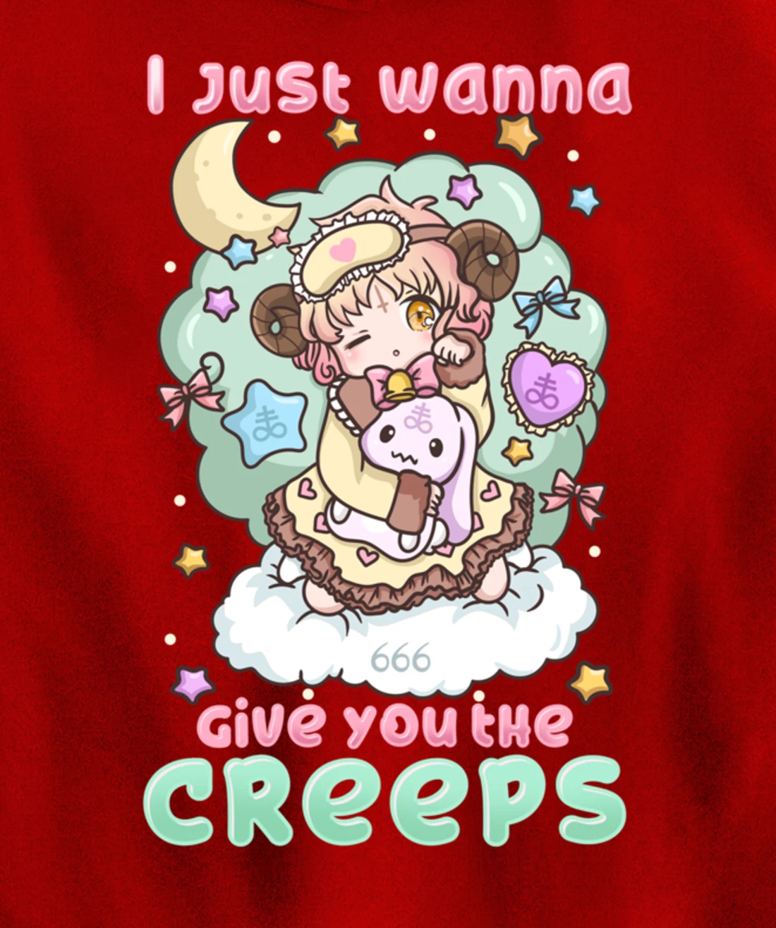 I Just Wanna Give You The Creeps I Pastel Goth Witchcraft Pullover Hoodie