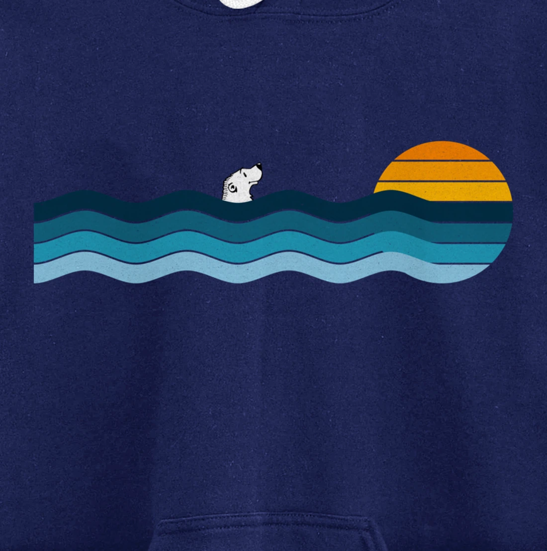 Polar Bear Alone In The Ocean - Vintage Retro Sunset Pullover Hoodie