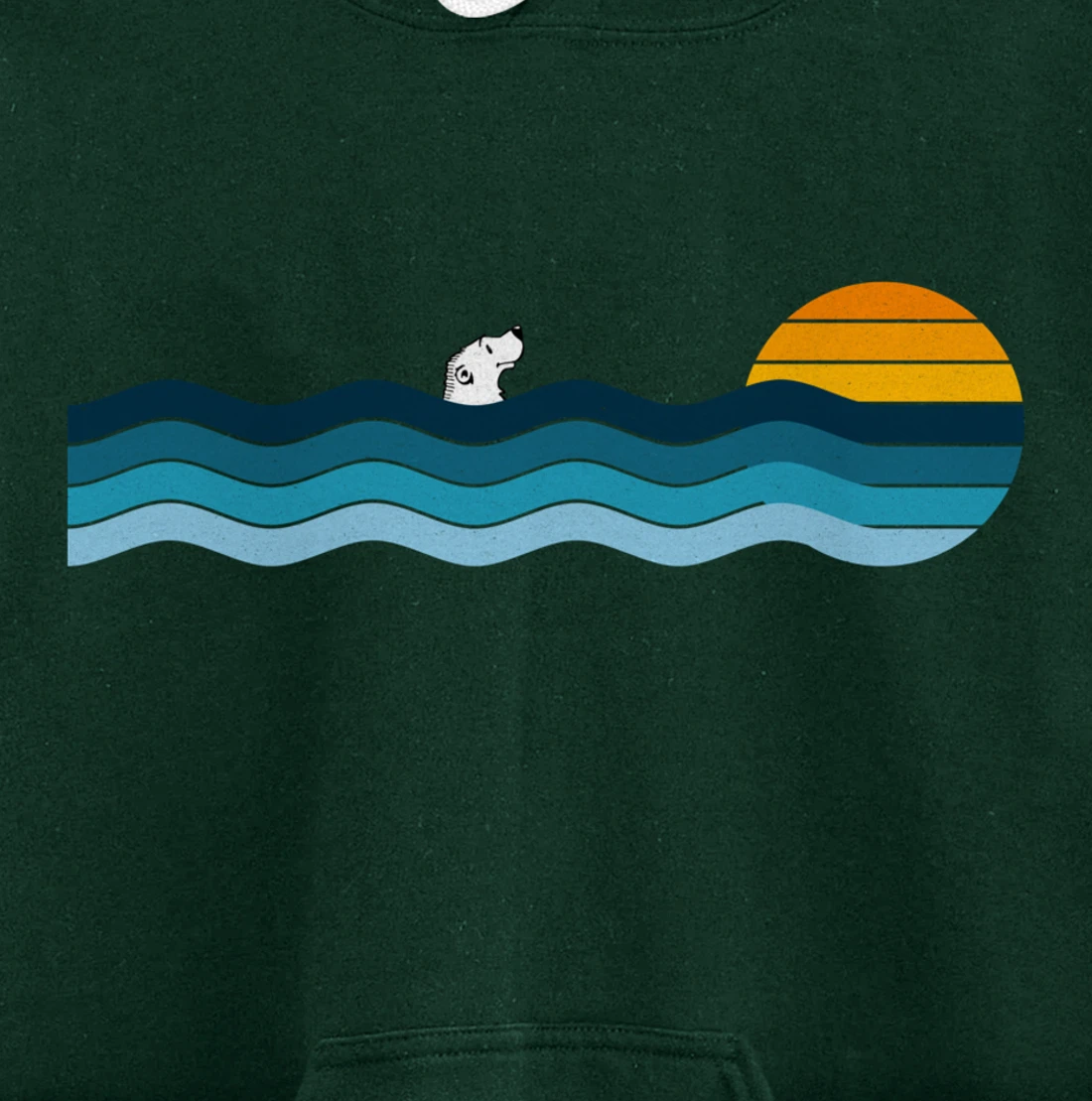 Polar Bear Alone In The Ocean - Vintage Retro Sunset Pullover Hoodie