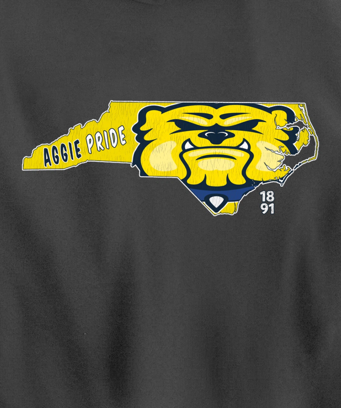 Vintage AGGIE PRIDE State Of North Carolina Bulldog Design Pullover Hoodie