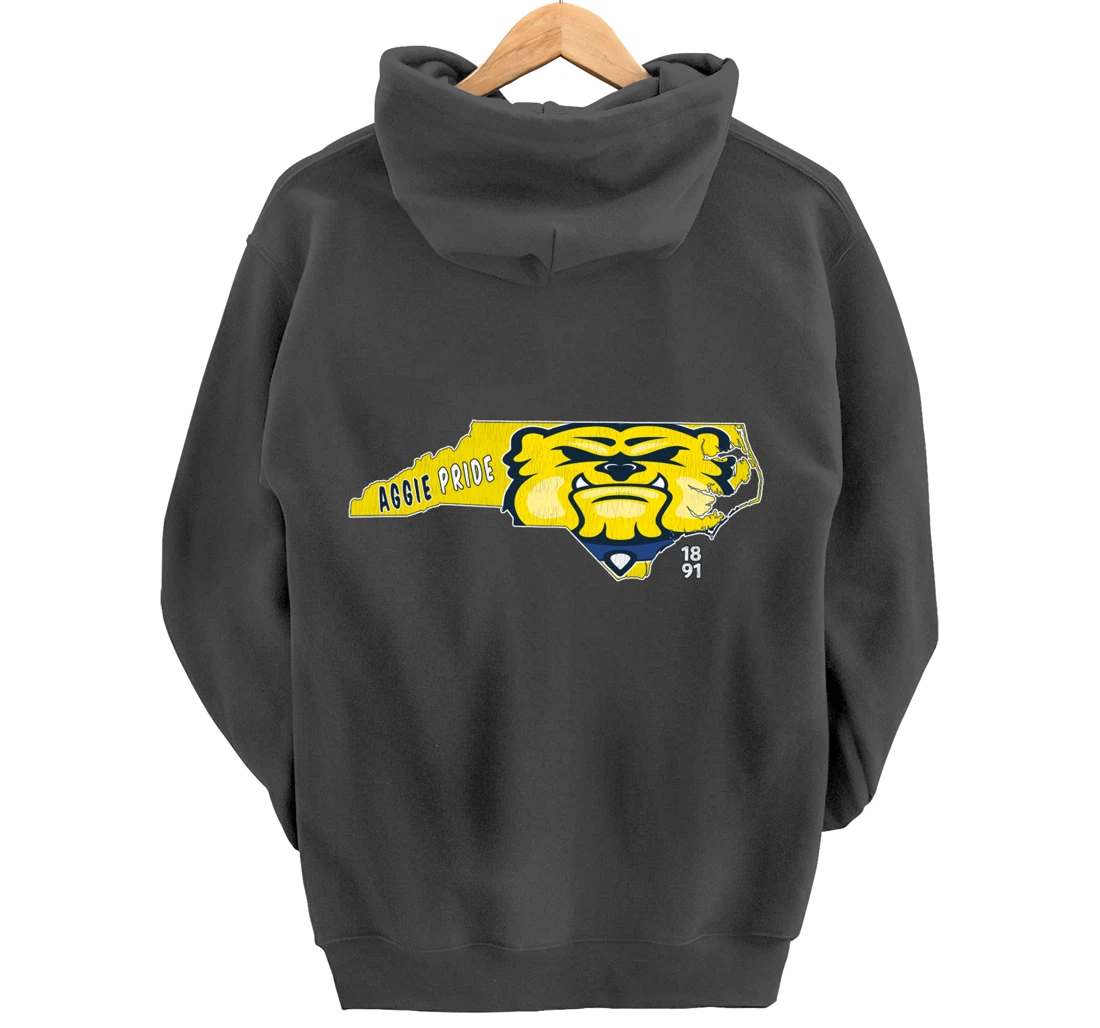 Vintage AGGIE PRIDE State Of North Carolina Bulldog Design Pullover Hoodie
