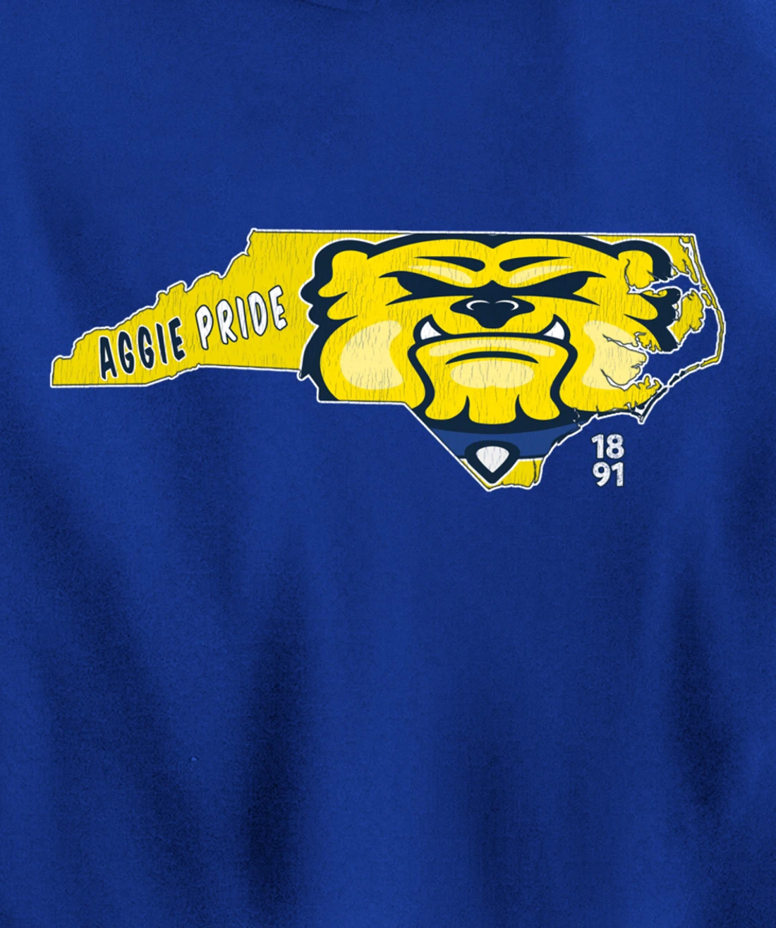 Vintage AGGIE PRIDE State Of North Carolina Bulldog Design Pullover Hoodie