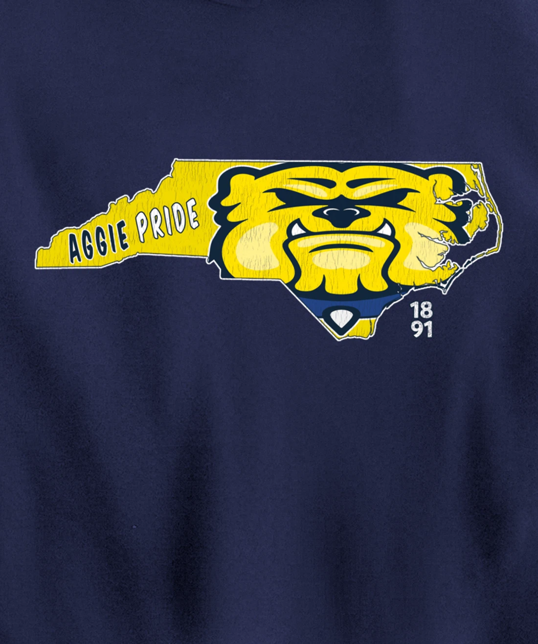 Vintage AGGIE PRIDE State Of North Carolina Bulldog Design Pullover Hoodie