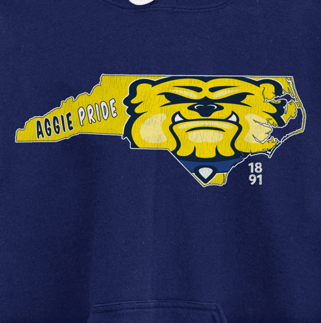 Vintage AGGIE PRIDE State Of North Carolina Bulldog Design Pullover Hoodie