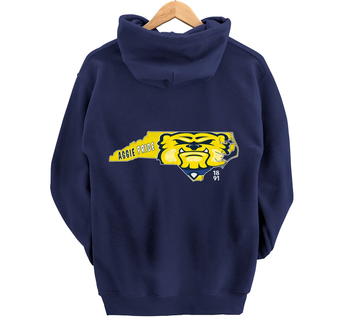Vintage AGGIE PRIDE State Of North Carolina Bulldog Design Pullover Hoodie