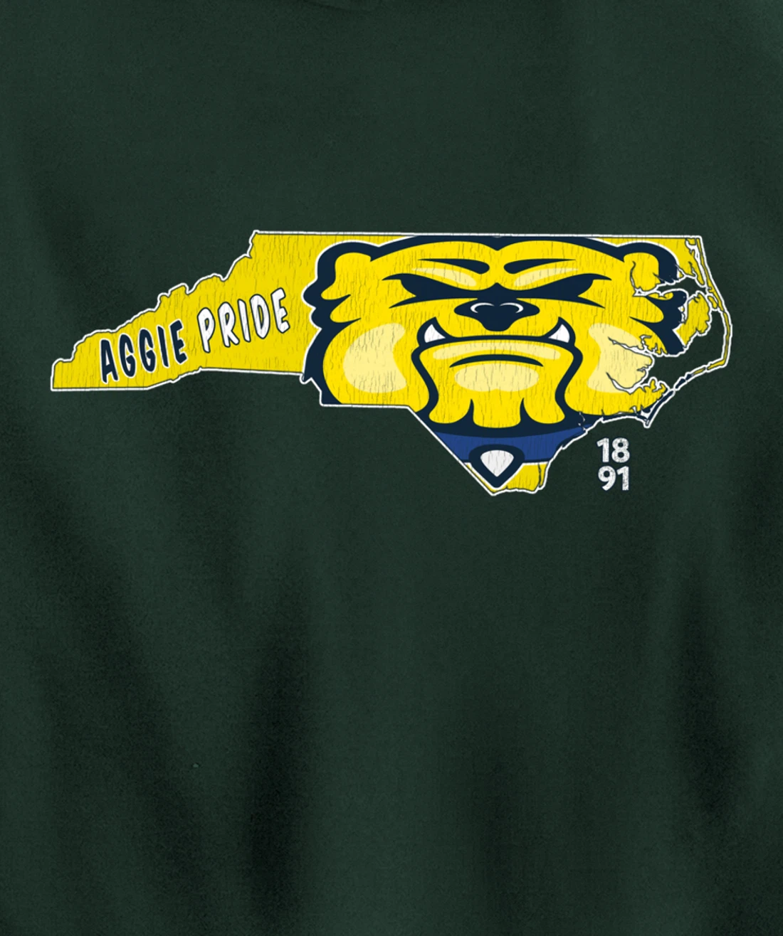 Vintage AGGIE PRIDE State Of North Carolina Bulldog Design Pullover Hoodie